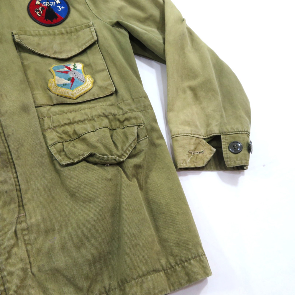 M-52 USAF Green Military Jacket w/Patches SR-71 Sz S-M? Distressed Look Vintage - Picture 6 of 11